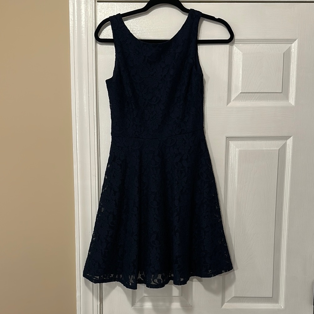 Elegant Navy Lace Dress